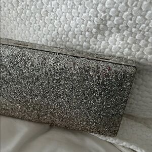 Elegant Silver Glitter Clutch